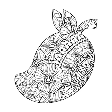 Premium vector mandala mango coloring page for kids
