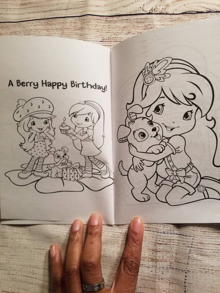 Strawberry shortcake coloring book personalized photo kids first birth â sugar coated soirees llc