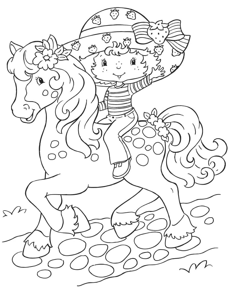 Cute strawberry shortcake coloring page