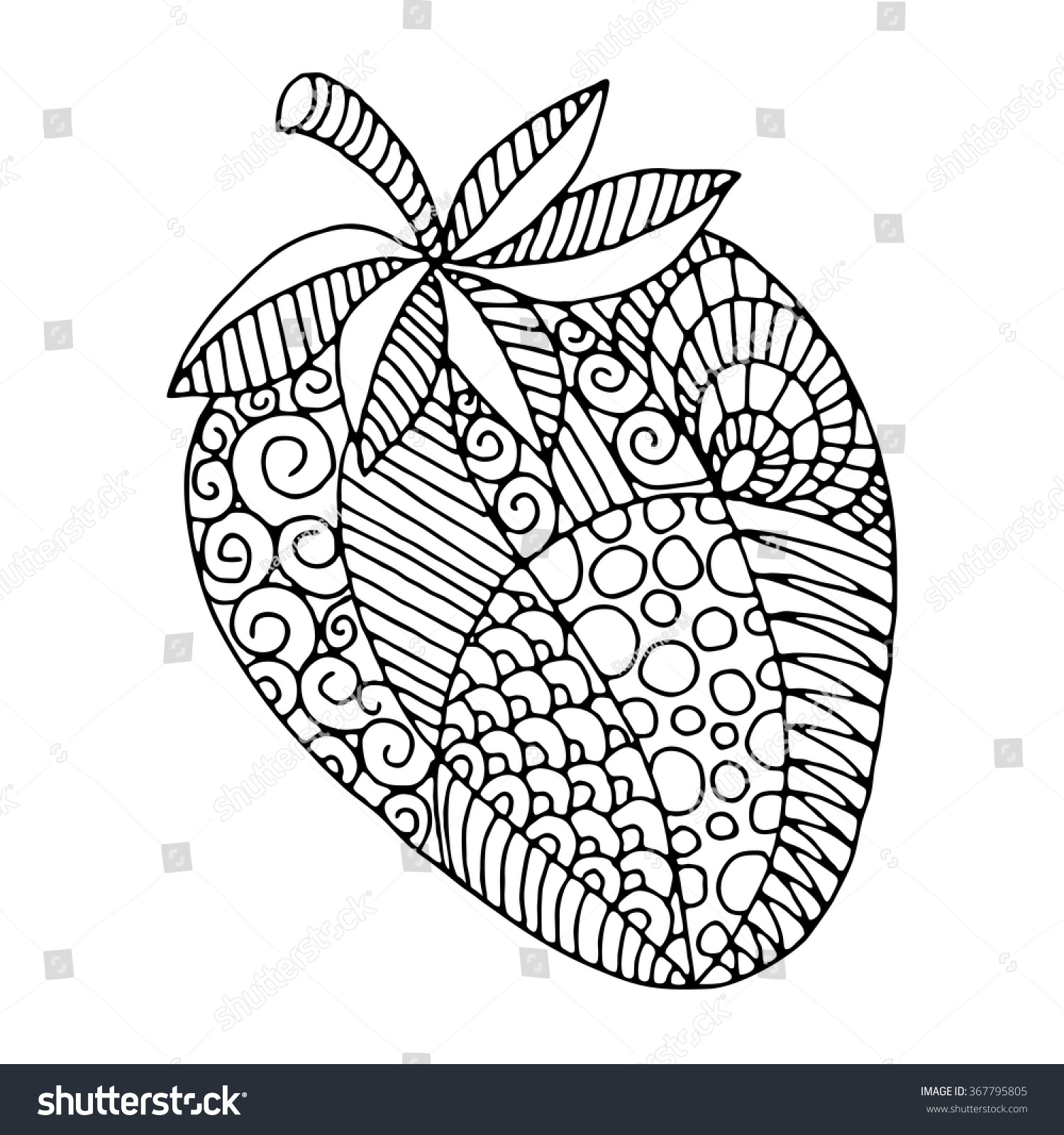 Strawberry zentangle pattern coloring book stock vector royalty free