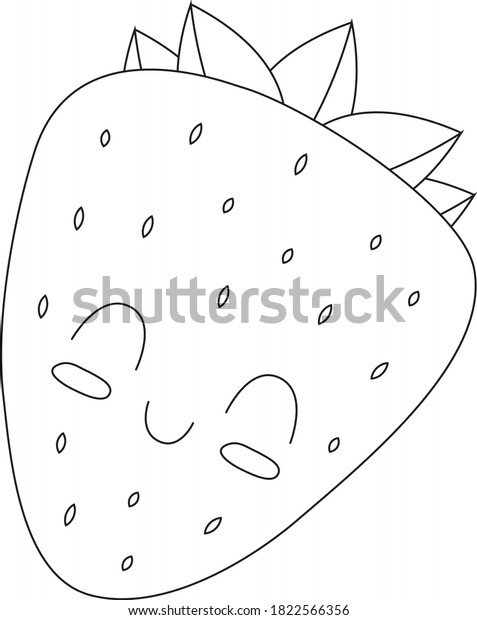 Strawberry fruit happy face coloring page stock vector royalty free