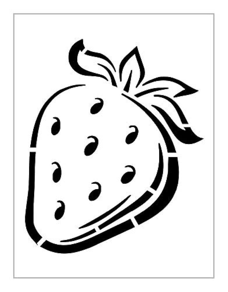Strawberry stencil fruit outline kitchen design x reusable sheet s handmade products