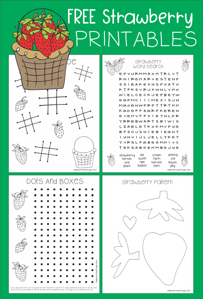 Strawberry word search and printable activities