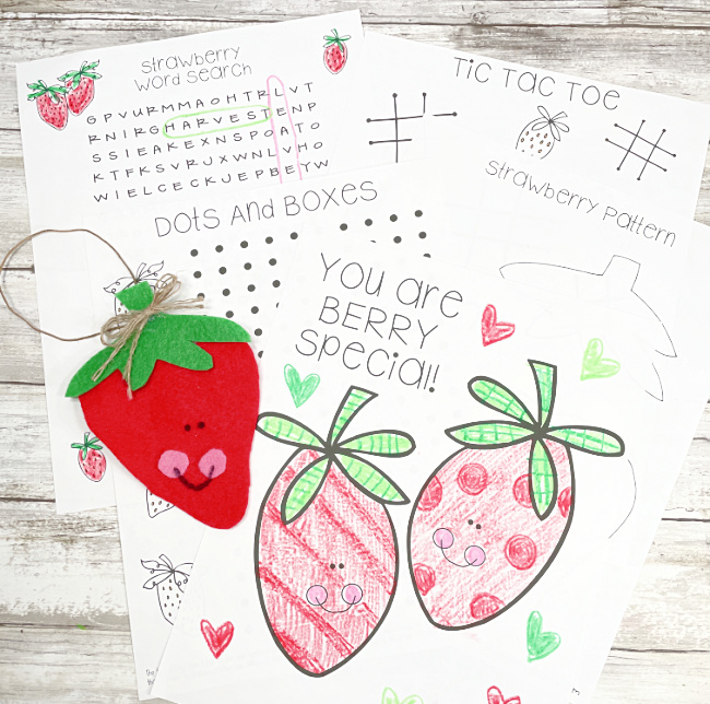 Strawberry word search and printable activities