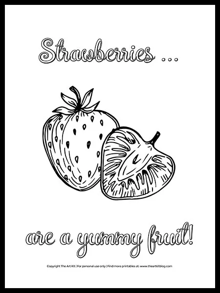 Cute strawberries are a yummy fruit free coloring page â the art kit