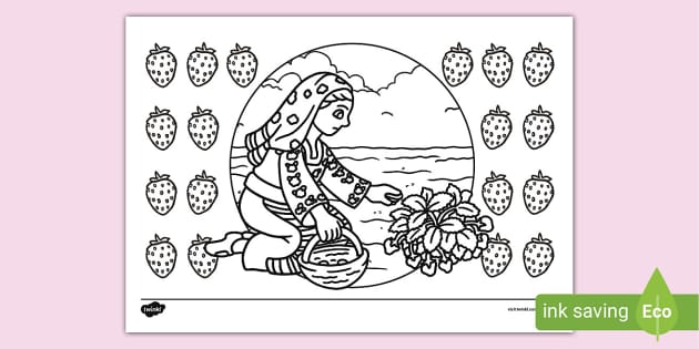 Strawberry picking louring page teacher made