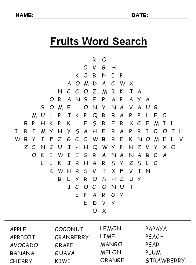 Printable word search puzzles