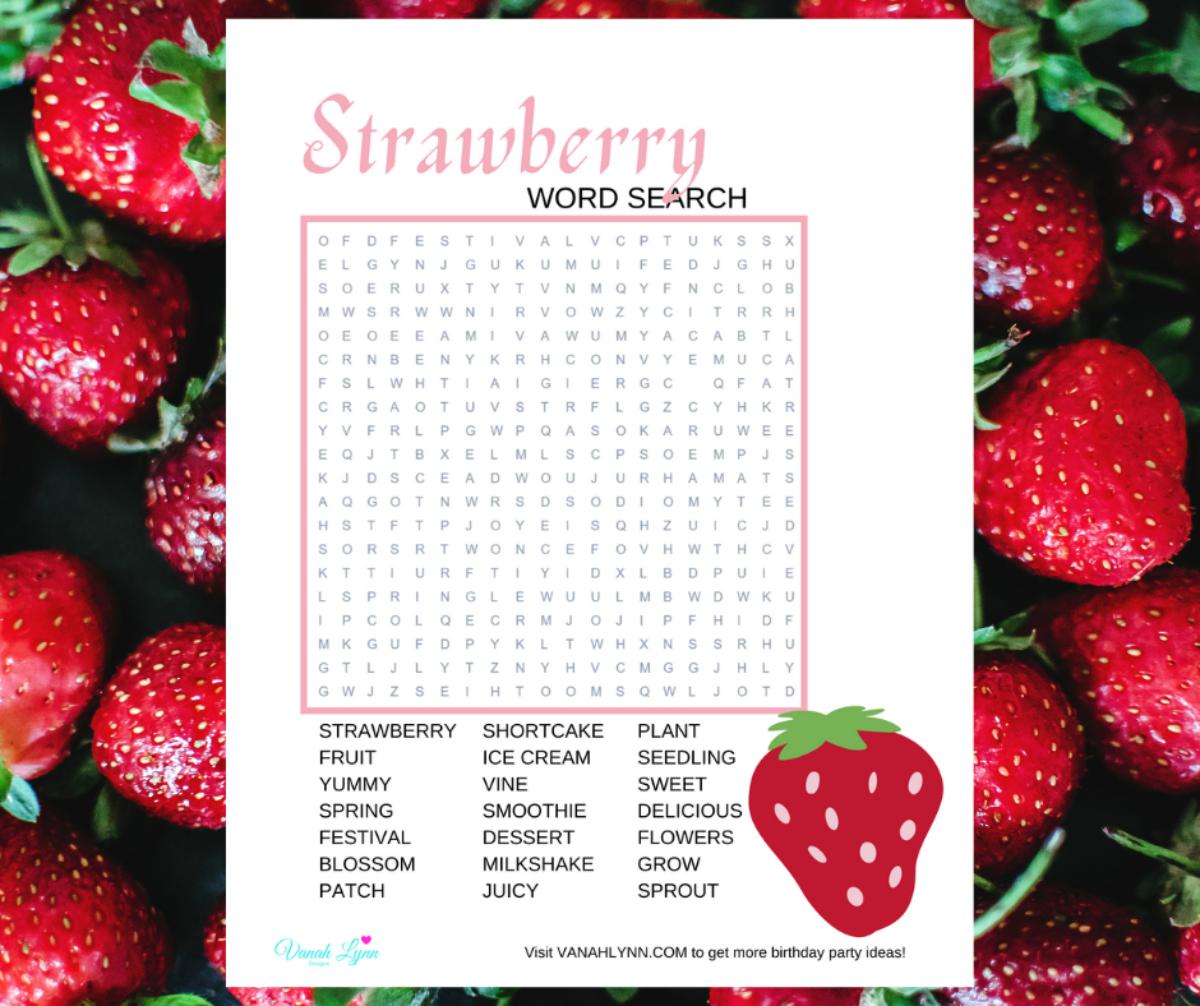 Free strawberry word find healthy fruits word search â vanah lynn