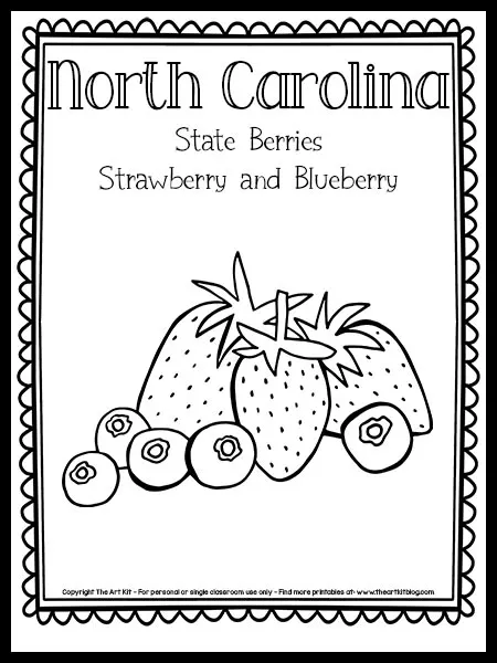 North carolina state fruit coloring page strawberry and blueberry free printable â the art kit