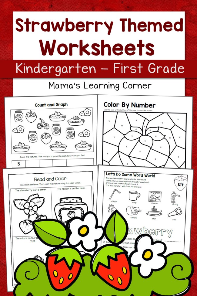 Strawberry worksheets for kindergarten and first grade