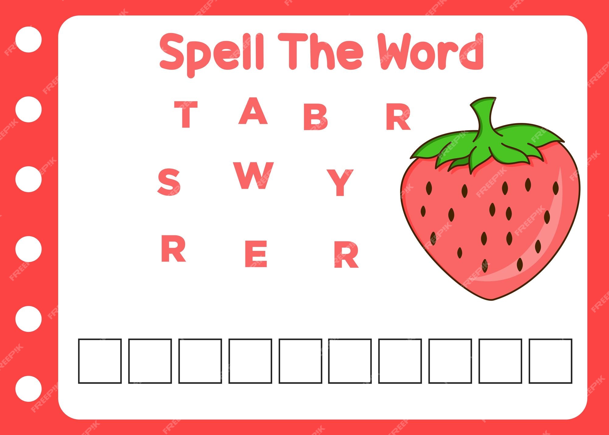 Premium vector spell the word of strawberry kids learn to spell