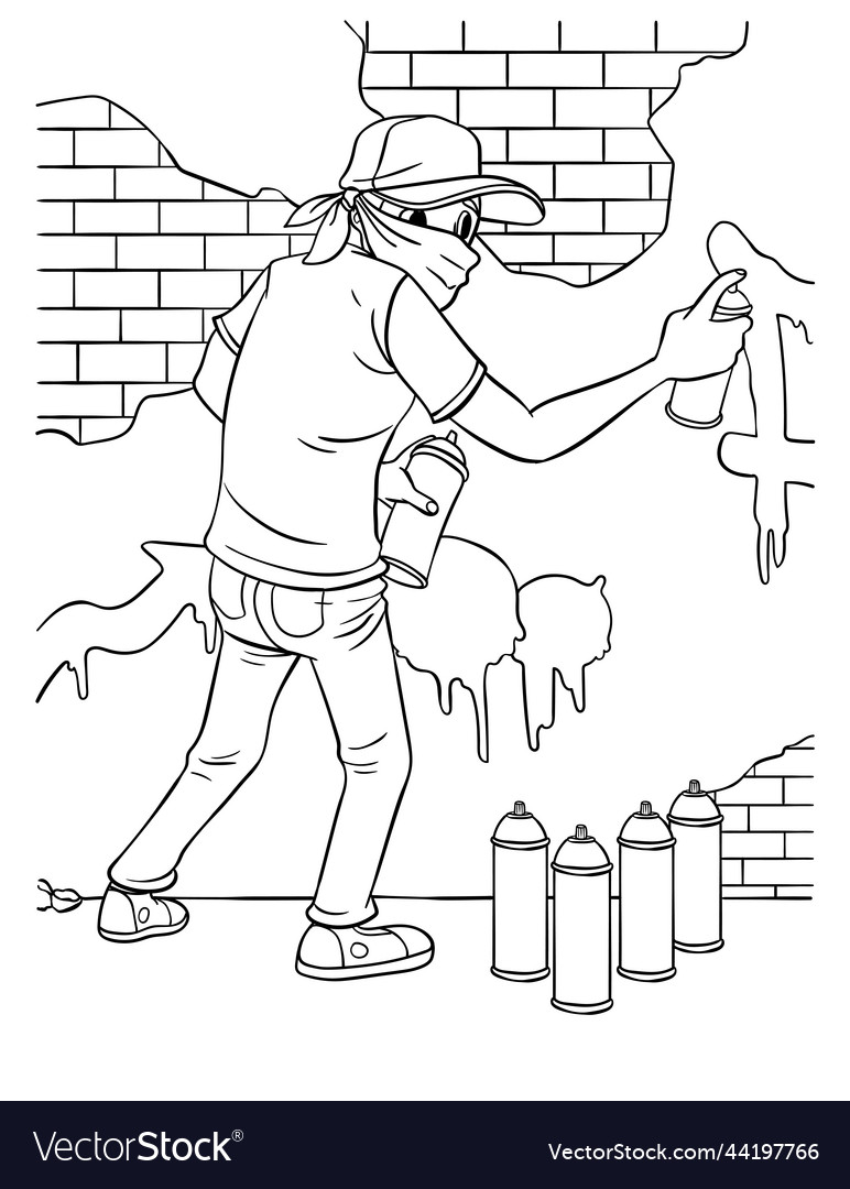 Graffiti artist coloring page for kids royalty free vector