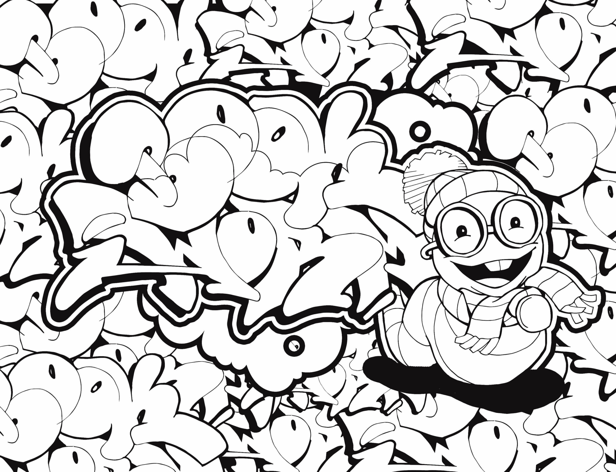 Cheerful little worm wearing glasses coloring page