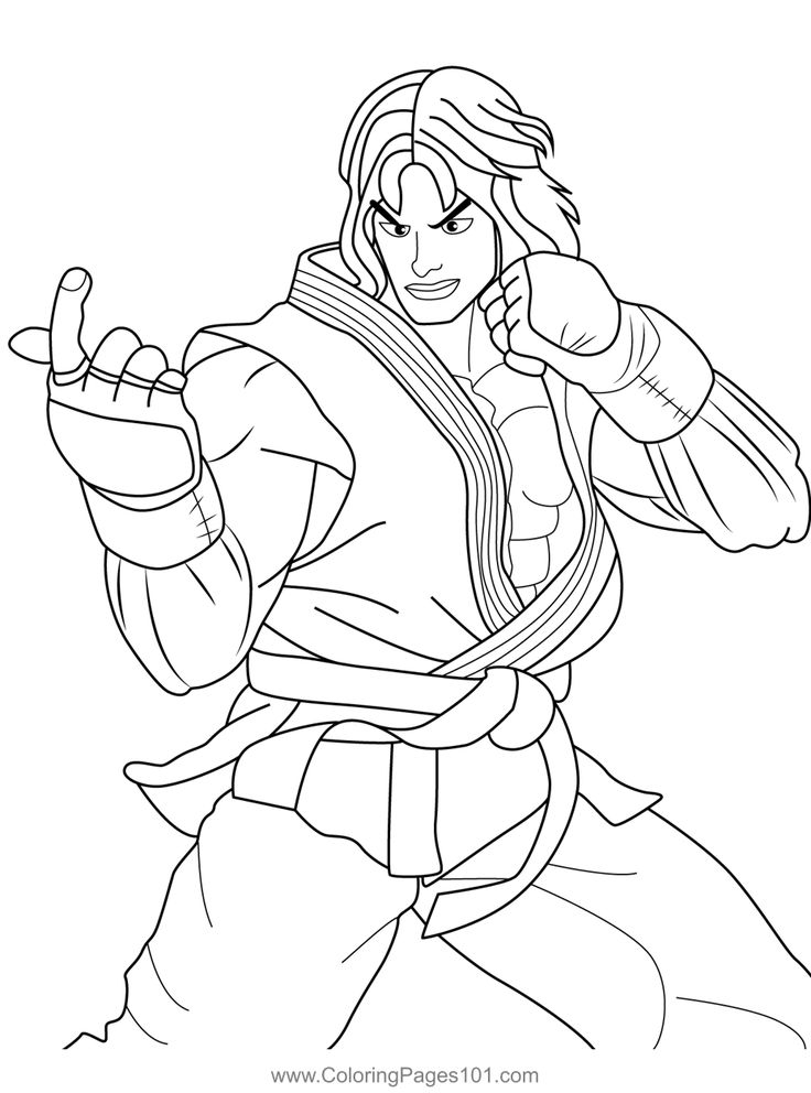Ken masters street fighter coloring page street fighter hand art kids free coloring pages