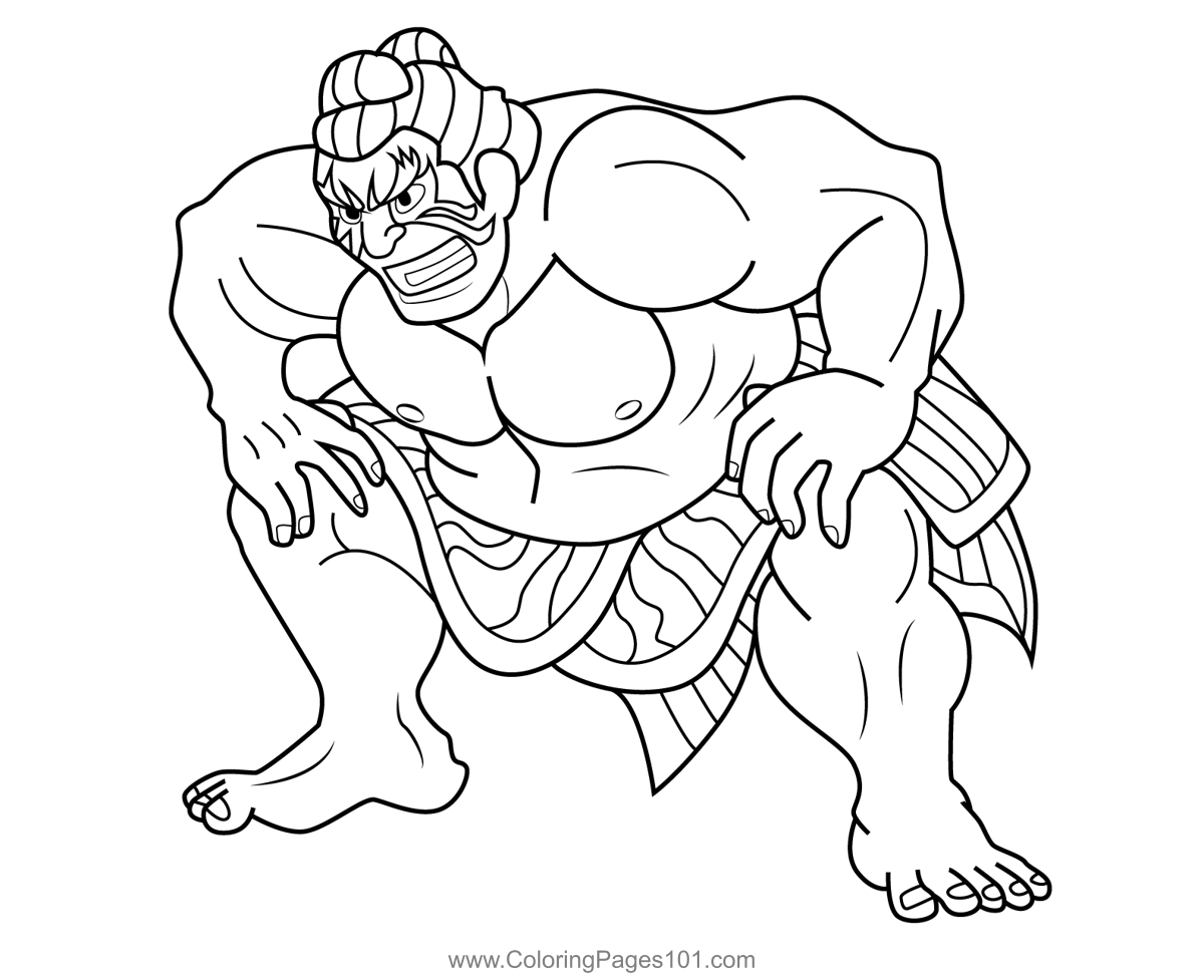E honda street fighter coloring page for kids