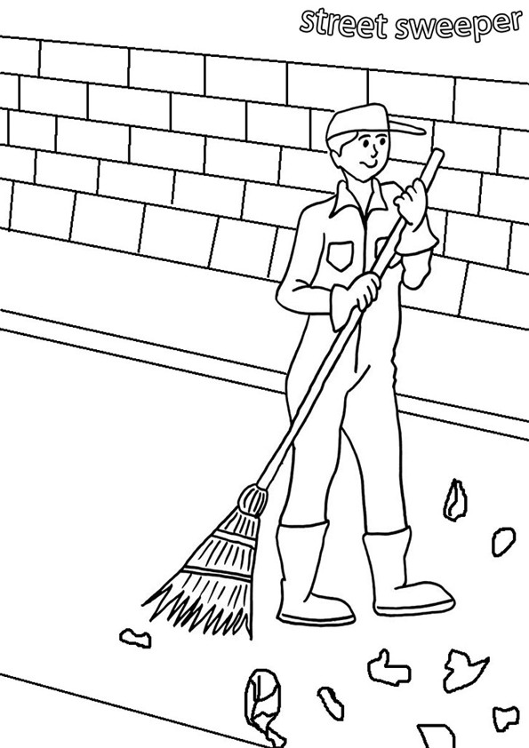 Coloring pages sweeper munity helper coloring pages