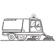 Two blue cars street sweeper