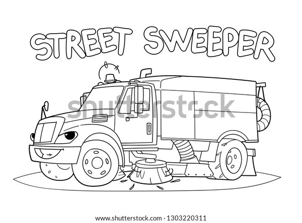 Street sweeper cartoon illustration stock vector royalty free