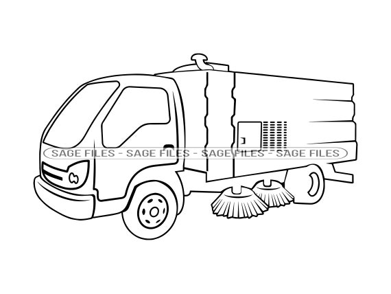 Road sweeper outline svg road sweeper svg street cleaning truck svg clipart files for cricut cut files for silhouette png dxf