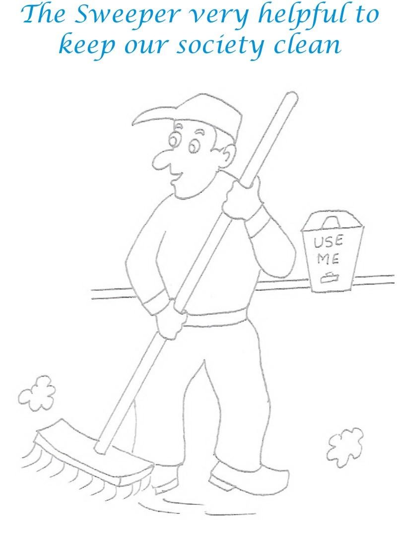 Sweeper coloring printable page for kids