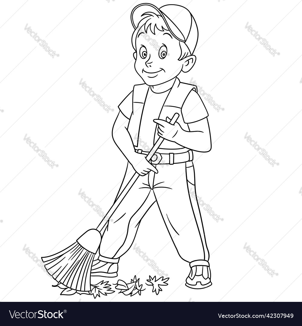 Cartoon sweeper coloring royalty free vector image