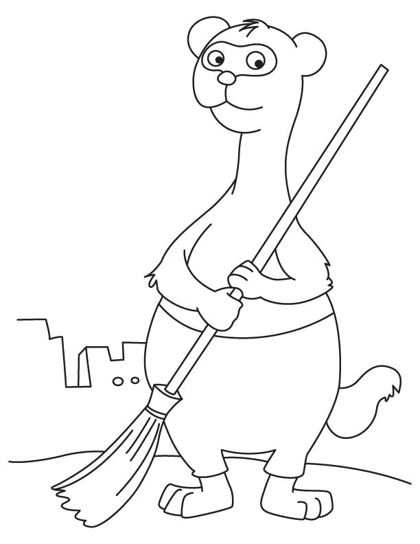 Ferret the sweeper coloring page download free ferret the sweeper coloring page for kids best coloring pages