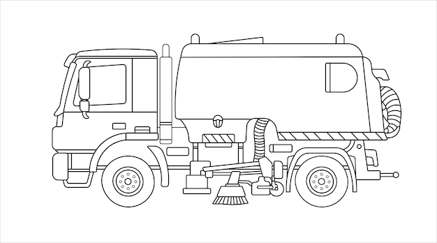 Premium vector vector illustration color children construction sweeper truck machine clipart