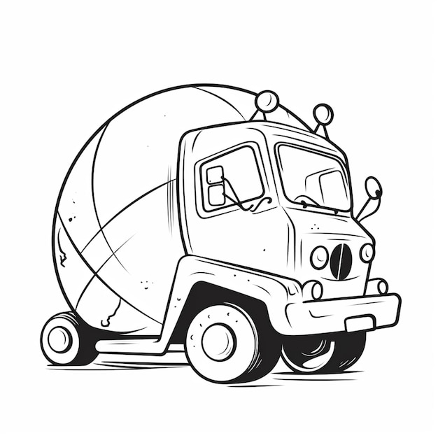 Premium ai image a coloring page of a cement truck with a driver generative ai