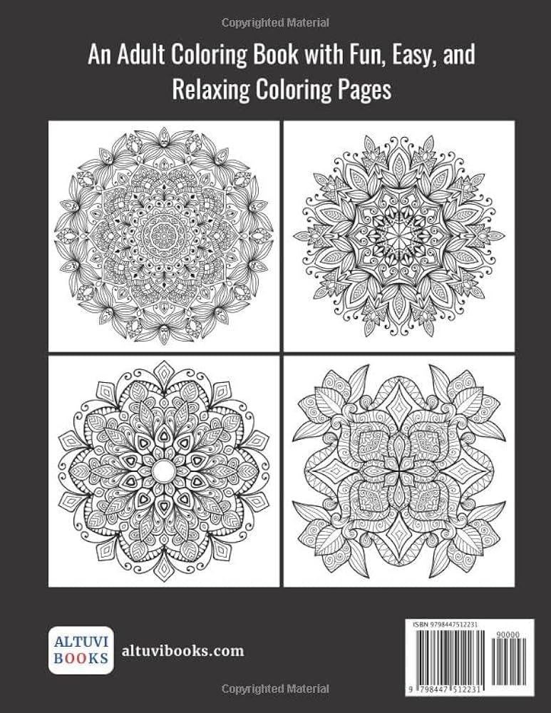 Anxiety relief coloring book for adults amazing mandalas for stress relieving coloring book for women with anxiety and depression altuvi books books