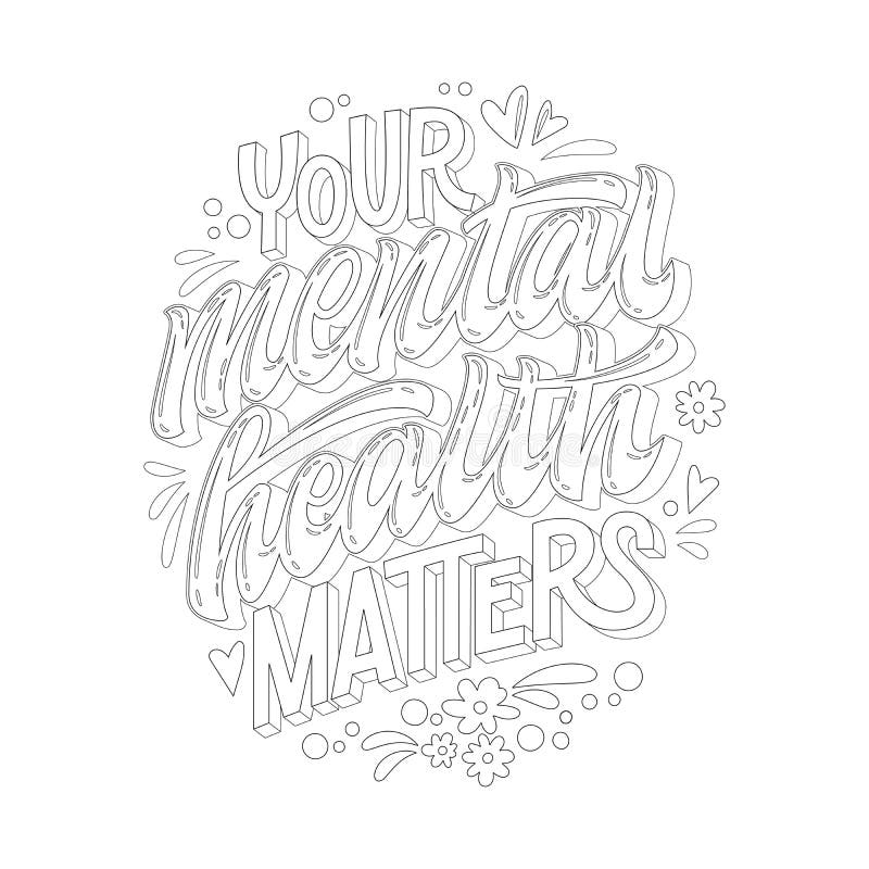 Stop depression typography coloring page for adults your mental health matters