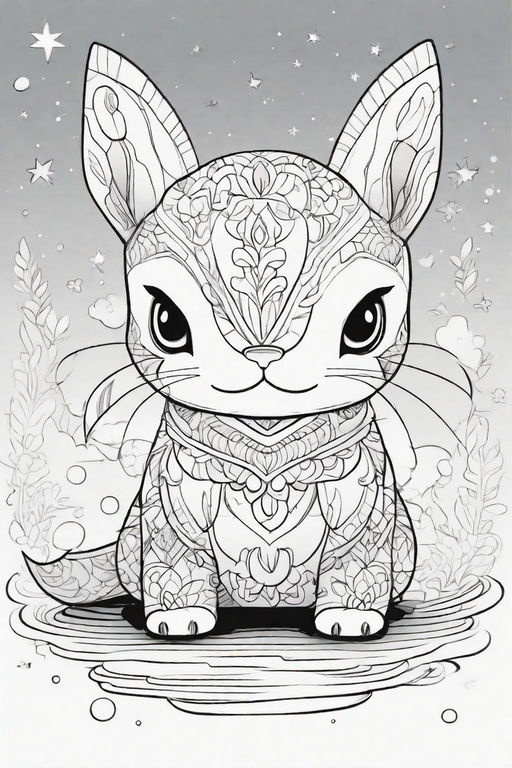 Coloring page with an image of a tiger cute in disney style