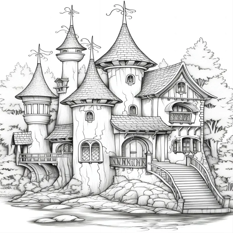 A paper thickened pages fairy tale house themed