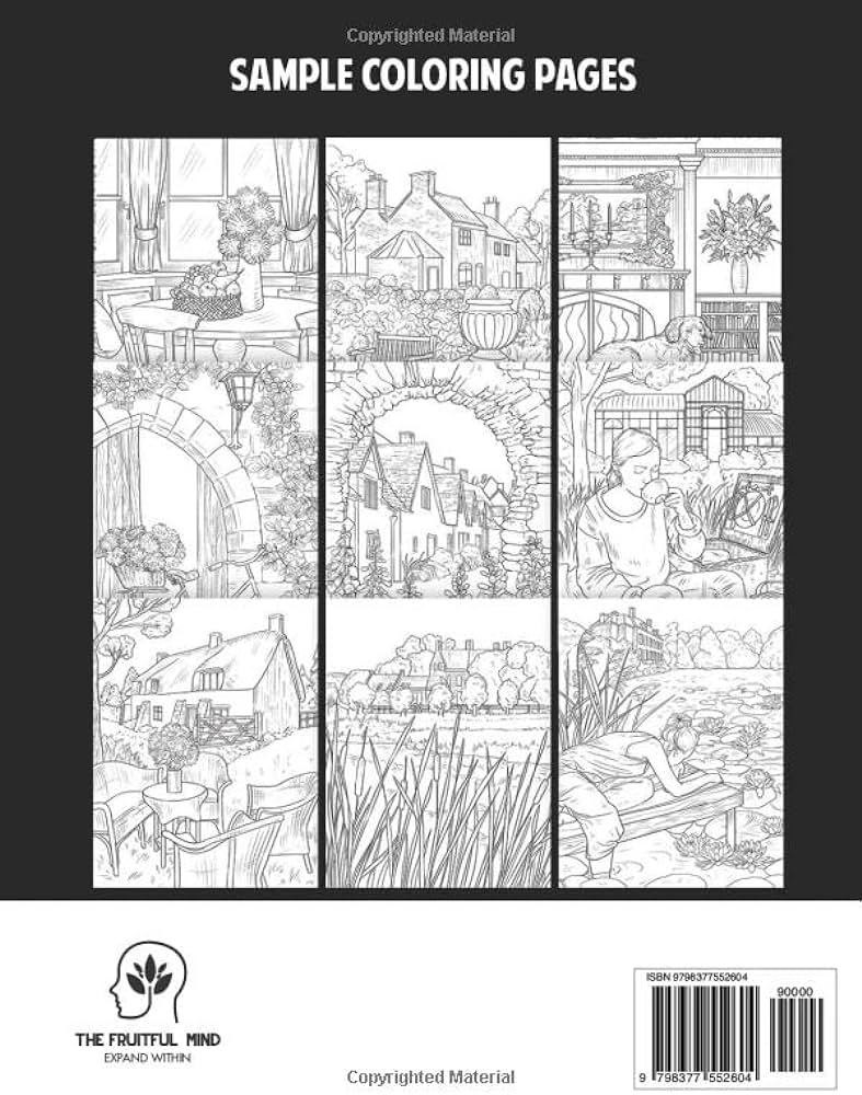 English countryside an adult coloring book featuring scenic countryside designs with beautiful gardens cute animals and charming country homes for stress relief and relaxation cafe coloring book books