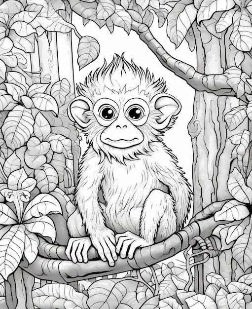 Premium ai image animal coloring pages for kids and adult stress relief