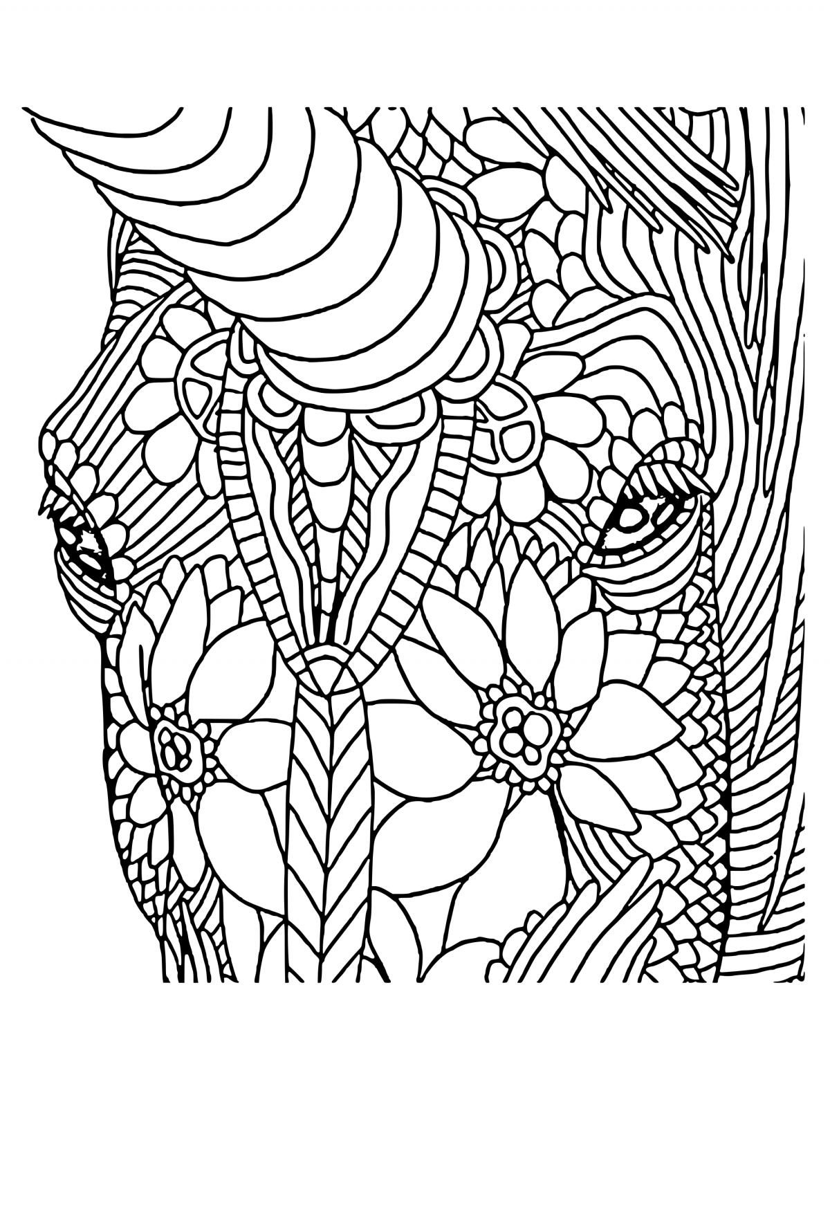 Free printable stress relief unicorn coloring page for adults and kids