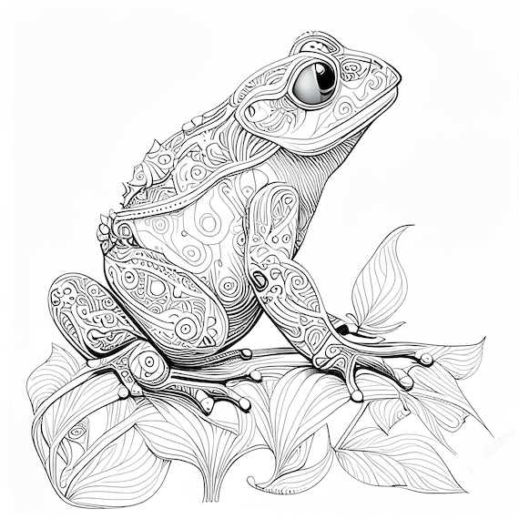 Pack stress relief coloring page frogs digital print filigree detailed mandala instant download set coloring pages for adults download now