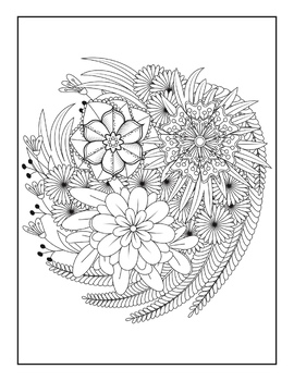 Flowers coloring pages for adults stress relief coloring book for print