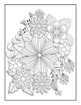 Zen tangle doodle flowers stress relief coloring pages for adults and kids