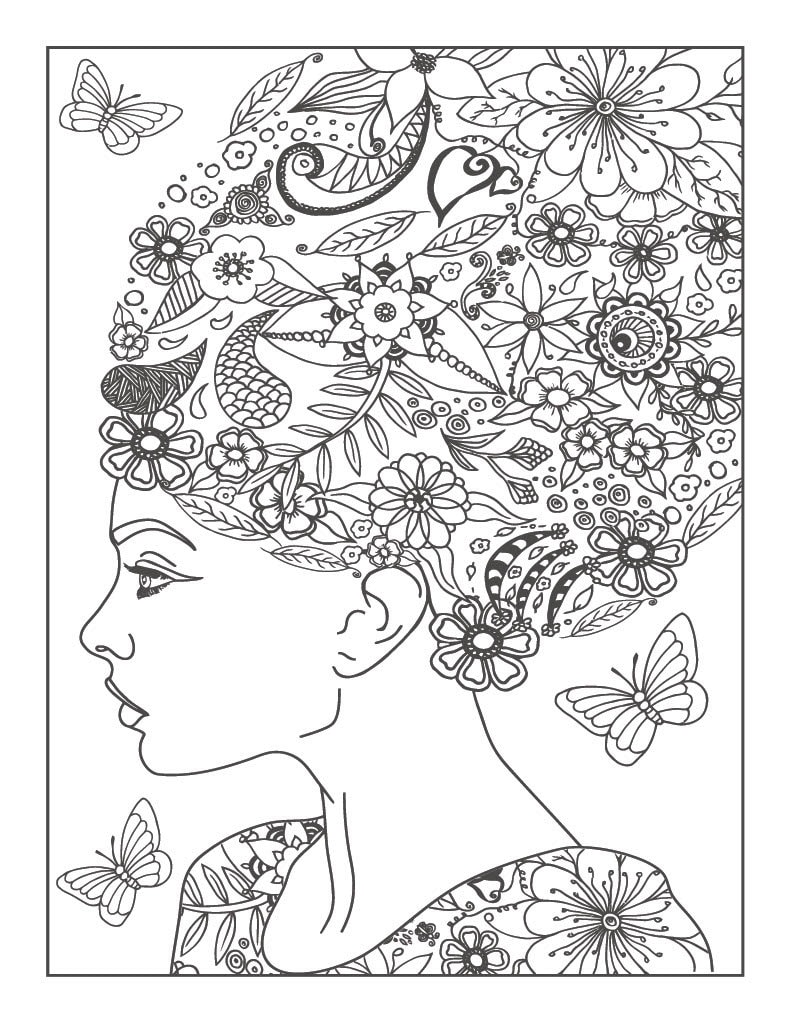 Botanical flower coloring pages for adults to help with stress and relaxation