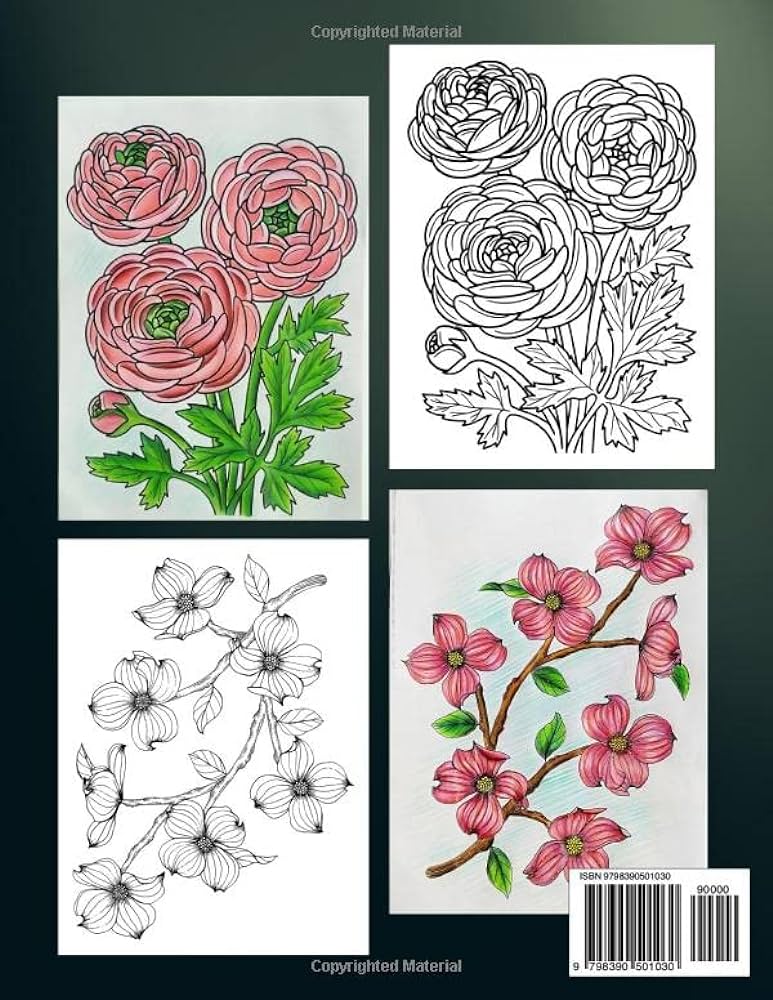 Relaxing flowers coloring book for adults an adult coloring book with easy and relieving beautiful designs of flowers amazing drawings inspired by stress relief relaxation and creativity cafe