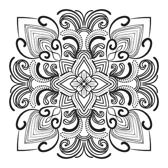 Mandala coloring page stress relief draw drawing paper digital file download adult kids education art project school work geometric art