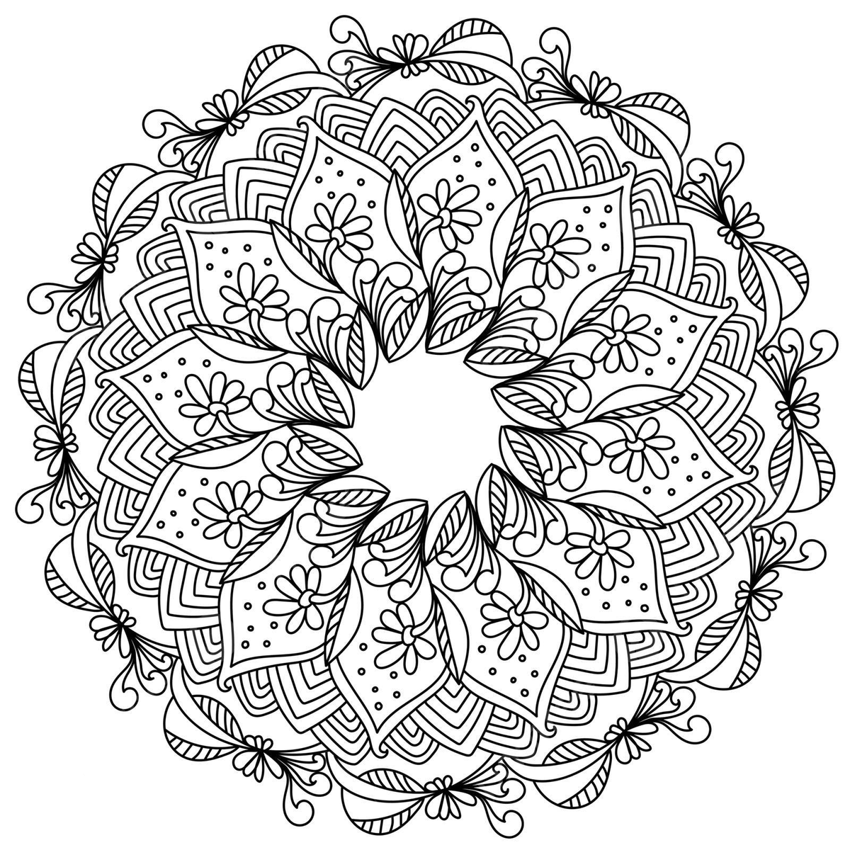 Plant mandala for stress relief coloring pleasing leaf outline vector pleasing leaf outline png and vector with transparent background for free download