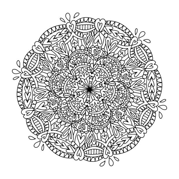 Vector coloring book for adults with a mandala magic love mandala to relieve stress printable coloring pages print black and white yoga circular roundabout position stock illustration