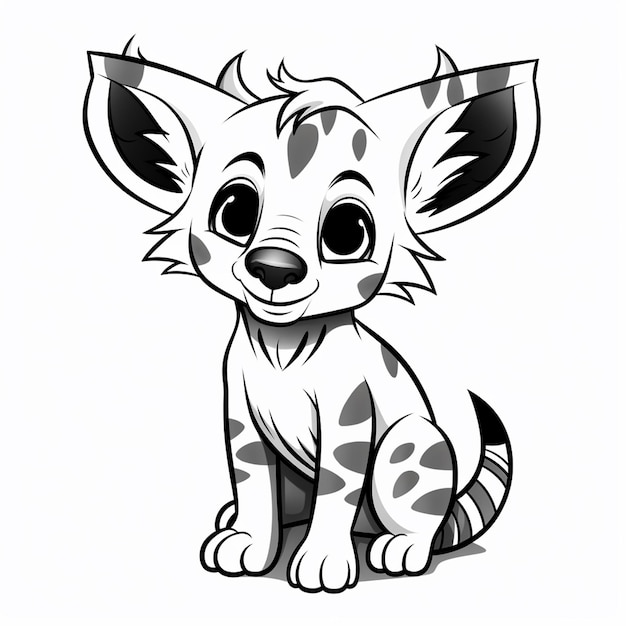 Premium ai image striped hyena illustrations hand drawn cute coloring book kawaii line art