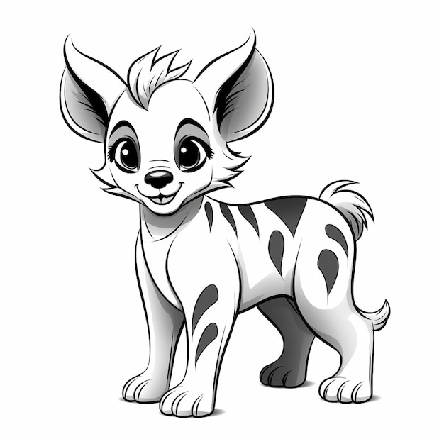 Premium ai image striped hyena illustrations charm flat coloring book kawaii line art
