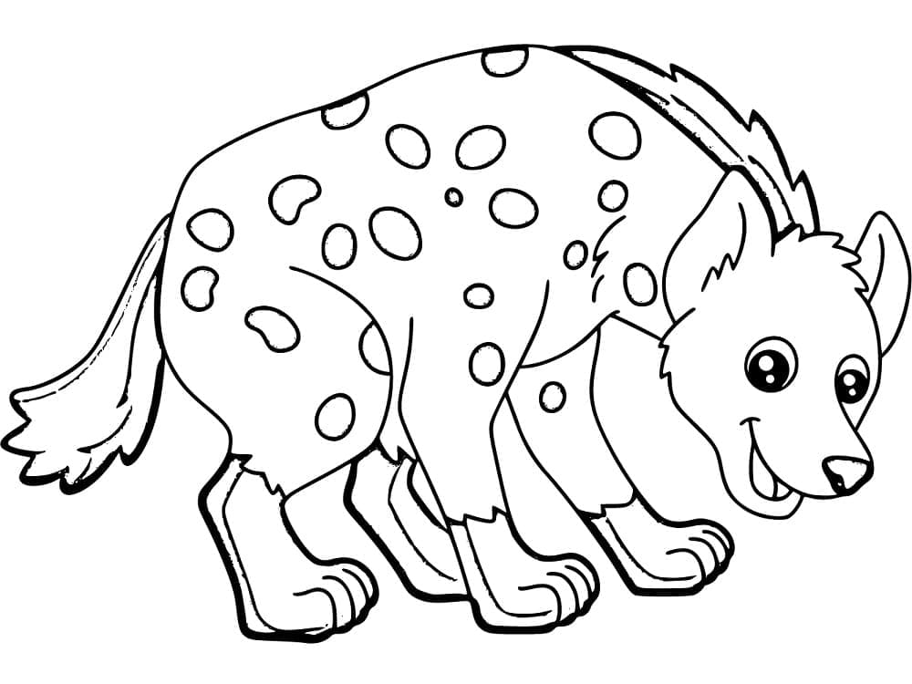Adorable hyena coloring page