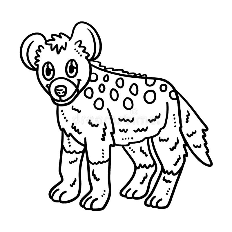 Baby hyena isolated coloring page for kids stock vector