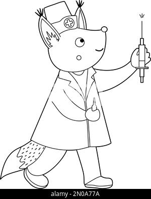 Syringe for injection coloring book for children cartoon medical needle colouring pages for kids healthcare vector illustration isolated on white stock vector image art