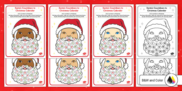 Santas countdown to christmas calendar craft teacher