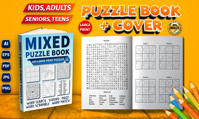 Do mixed puzzle mazes sudoku word search and crossword puzzle book for kdp by onik
